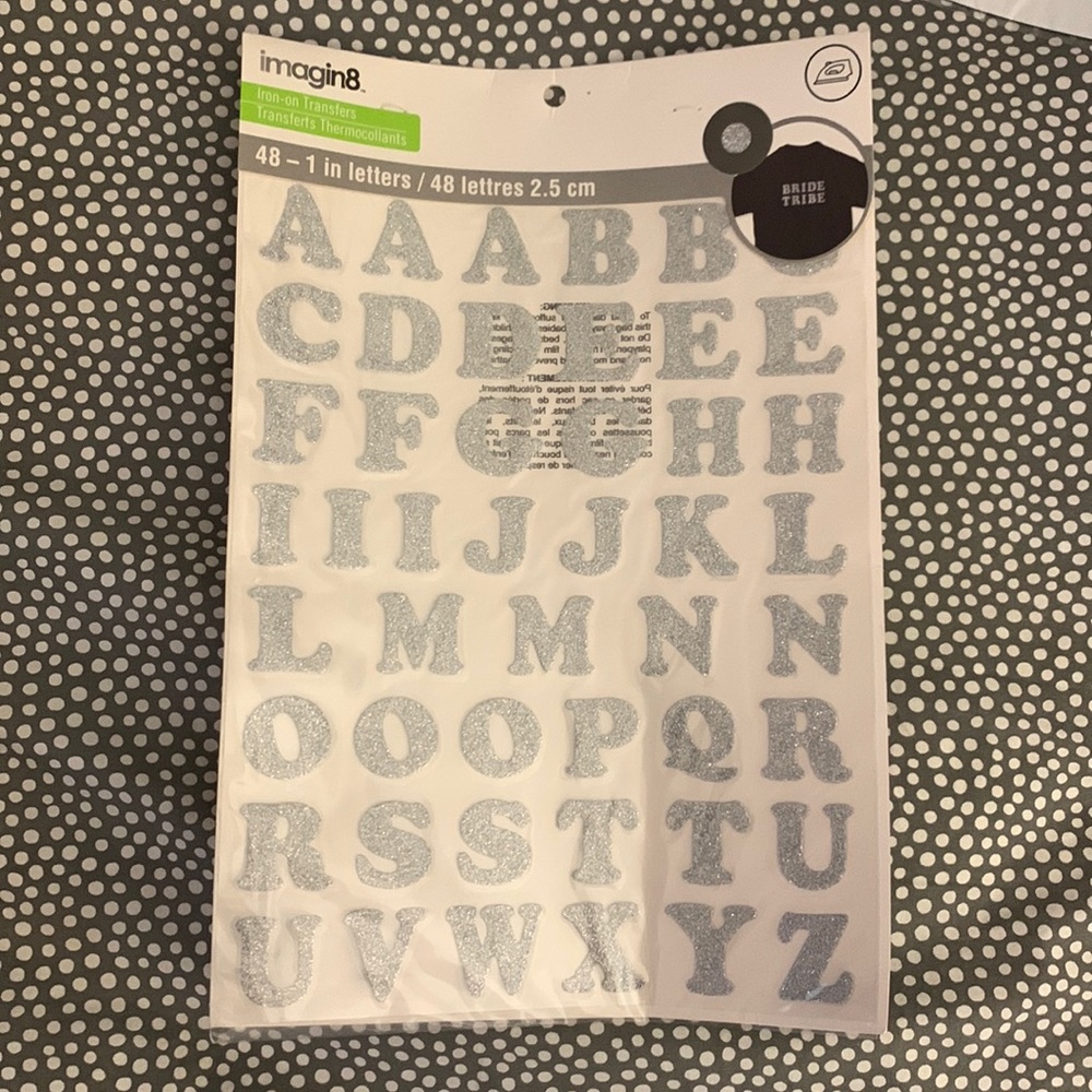 Silver glitter Iron-on Letters